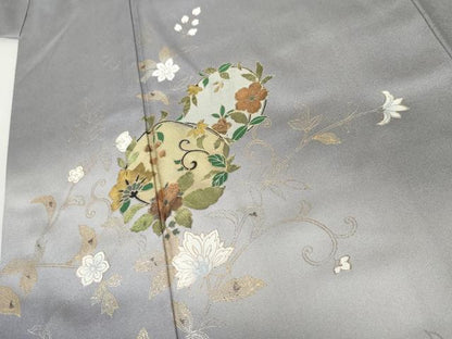 平和屋着物●訪問着　花唐草文　暈し染め　金銀彩　正絹　逸品　AABL1094cs