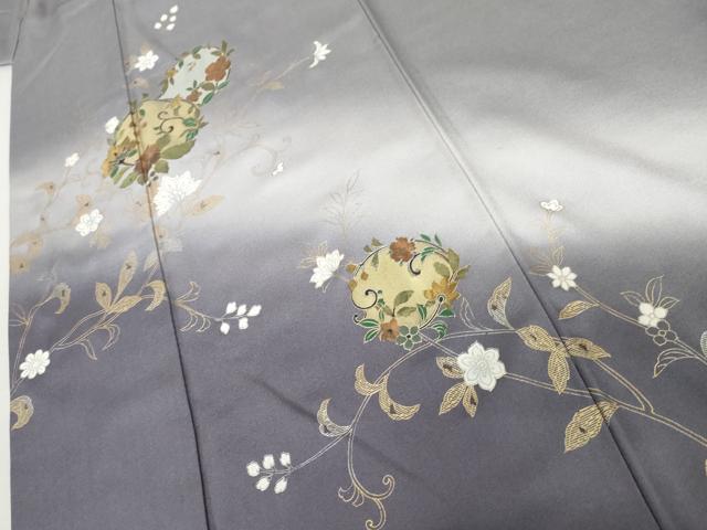 平和屋着物●訪問着　花唐草文　暈し染め　金銀彩　正絹　逸品　AABL1094cs