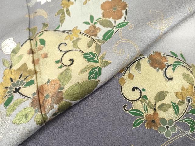 平和屋着物●訪問着　花唐草文　暈し染め　金銀彩　正絹　逸品　AABL1094cs