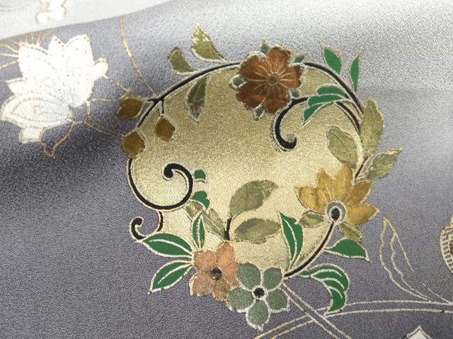 平和屋着物●訪問着　花唐草文　暈し染め　金銀彩　正絹　逸品　AABL1094cs