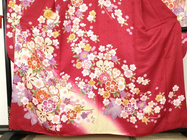 平和屋着物●豪華振袖　駒刺繍　舞桜　暈し染め　金彩　京都きもの友禅扱い　正絹　逸品　AABL1097cs