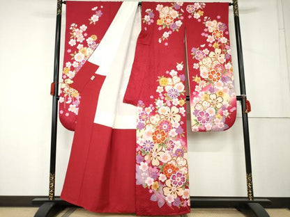 平和屋着物●豪華振袖　駒刺繍　舞桜　暈し染め　金彩　京都きもの友禅扱い　正絹　逸品　AABL1097cs