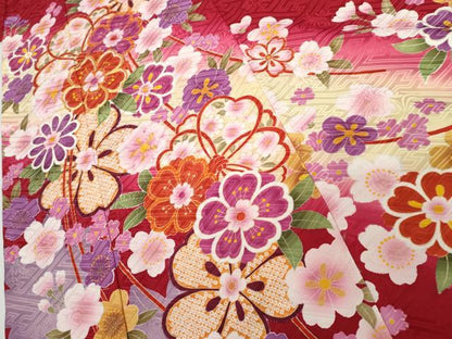 平和屋着物●豪華振袖　駒刺繍　舞桜　暈し染め　金彩　京都きもの友禅扱い　正絹　逸品　AABL1097cs