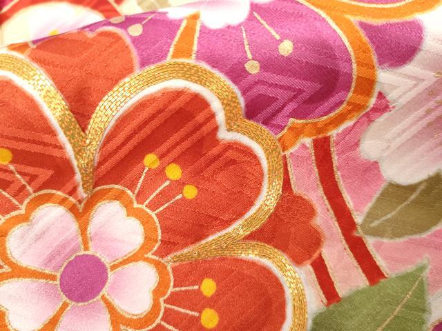 平和屋着物●豪華振袖　駒刺繍　舞桜　暈し染め　金彩　京都きもの友禅扱い　正絹　逸品　AABL1097cs