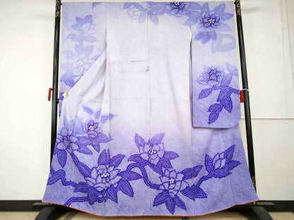 平和屋着物●豪華振袖　総絞り　枝花文　暈し染め　正絹　逸品　AABL1098cs