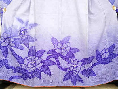 平和屋着物●豪華振袖　総絞り　枝花文　暈し染め　正絹　逸品　AABL1098cs