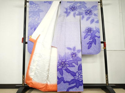平和屋着物●豪華振袖　総絞り　枝花文　暈し染め　正絹　逸品　AABL1098cs