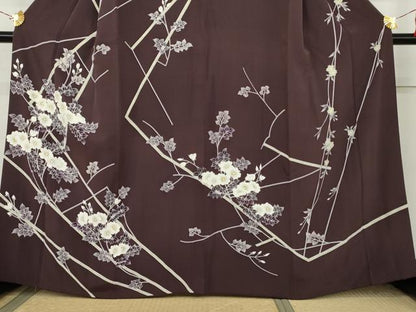 平和屋着物●訪問着　友禅　枝花文　正絹　逸品　AABL1105cs