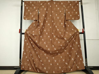 平和屋着物●本場琉球絣　紬　正絹　逸品　AABL1106cs