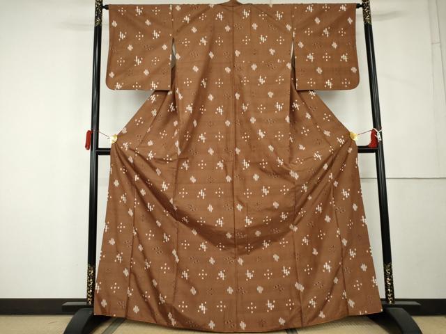 平和屋着物●本場琉球絣　紬　正絹　逸品　AABL1106cs
