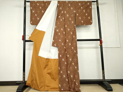平和屋着物●本場琉球絣　紬　正絹　逸品　AABL1106cs