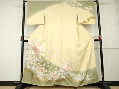 平和屋着物●訪問着　駒刺繍　枝花文　桜　暈し染め　金彩　正絹　逸品　AABL1108cs
