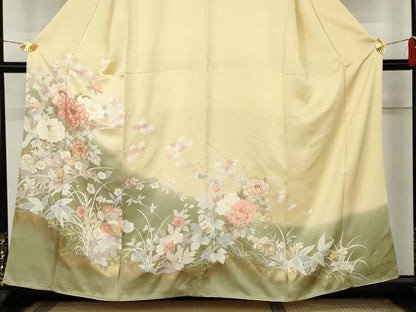 平和屋着物●訪問着　駒刺繍　枝花文　桜　暈し染め　金彩　正絹　逸品　AABL1108cs