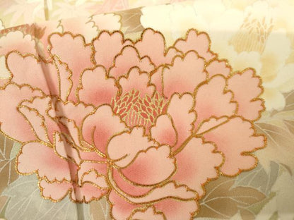 平和屋着物●訪問着　駒刺繍　枝花文　桜　暈し染め　金彩　正絹　逸品　AABL1108cs
