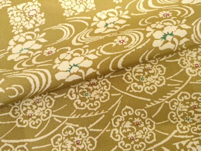 平和屋着物●上質な小紋　型染め　花唐草文　花兎　正絹　逸品　AABL1109cs