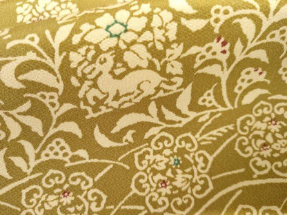 平和屋着物●上質な小紋　型染め　花唐草文　花兎　正絹　逸品　AABL1109cs