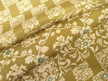 平和屋着物●上質な小紋　型染め　花唐草文　花兎　正絹　逸品　AABL1109cs