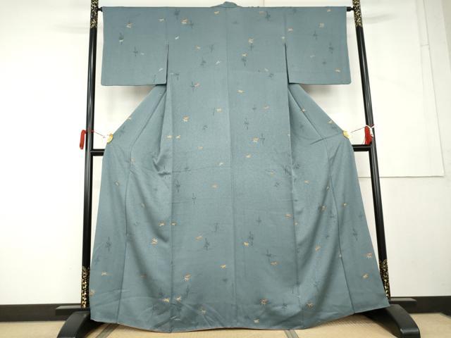 平和屋着物●上質な小紋　笹竹文　金彩　正絹　逸品　AABL1113cs