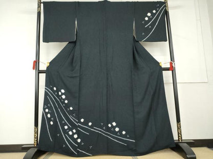 平和屋着物●訪問着　絞り　舞花文　正絹　逸品　AABL1115cs