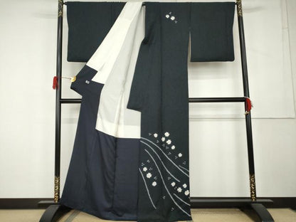 平和屋着物●訪問着　絞り　舞花文　正絹　逸品　AABL1115cs