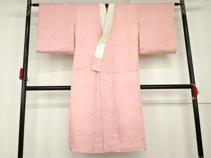 平和屋着物●長襦袢　無双仕立て　松皮菱地紋　鴇色　正絹　逸品　AABL1116cs