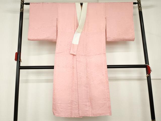 平和屋着物●長襦袢　無双仕立て　松皮菱地紋　鴇色　正絹　逸品　AABL1116cs
