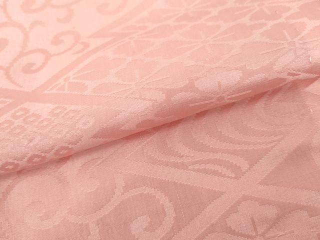 平和屋着物●長襦袢　無双仕立て　松皮菱地紋　鴇色　正絹　逸品　AABL1116cs