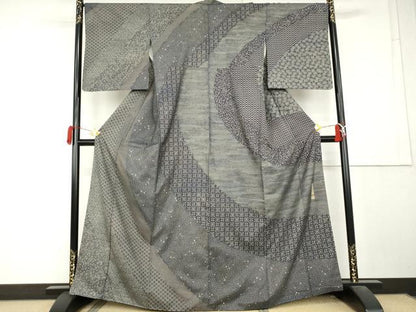 平和屋着物●藍染工房・こんや　全国阿波藍染染織作家協会会員　松本輝夫　本場大島紬　染大島　吉祥花文　正絹　逸品　AABL1118cs