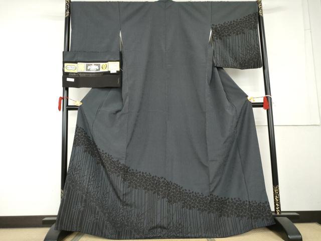 平和屋着物●塩沢物語　訪問着　お召　枝葉文　証紙付き　正絹　逸品　AABL1124cs