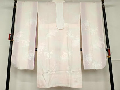 平和屋着物●振袖用長襦袢　無双仕立て　短冊草花地紋　暈し染め　半衿刺繍　京都きもの友禅扱い　正絹　逸品　AABL1126cs