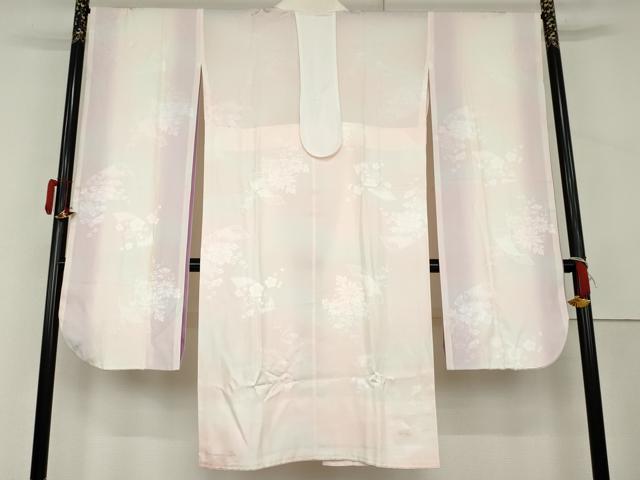 平和屋着物●振袖用長襦袢　無双仕立て　短冊草花地紋　暈し染め　半衿刺繍　京都きもの友禅扱い　正絹　逸品　AABL1126cs