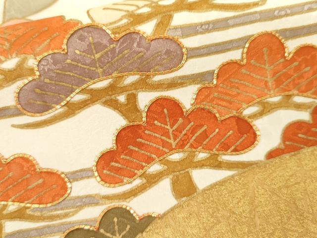 平和屋着物●豪華振袖　駒刺繍　扇面花文　金彩　正絹　逸品　AABL1128cs