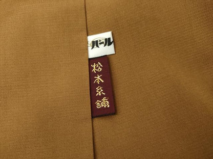 平和屋着物●伝統工芸士　白川貞夫　真綿紬　柿渋染　間道　証紙付き　正絹　逸品　AABL1131cs