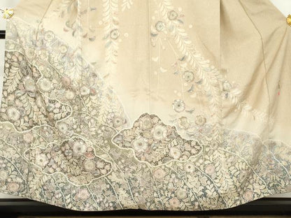 平和屋着物●吉乃一廉　幻の辻が花　訪問着　暈し染め　銀通し地　正絹　逸品　AABL1132cs