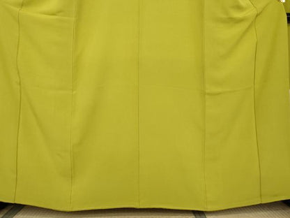 平和屋着物●豪華振袖　色無地　鶸色　正絹　逸品　AABL1136cs