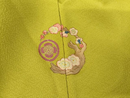 平和屋着物●豪華振袖　色無地　鶸色　正絹　逸品　AABL1136cs