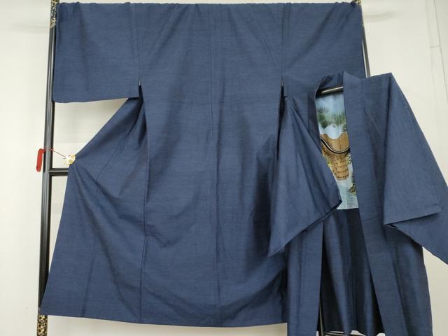 平和屋着物●男性　結城紬　アンサンブル　杢　霞文　やまと誂製　キングサイズ　正絹　逸品　AABL1137cs
