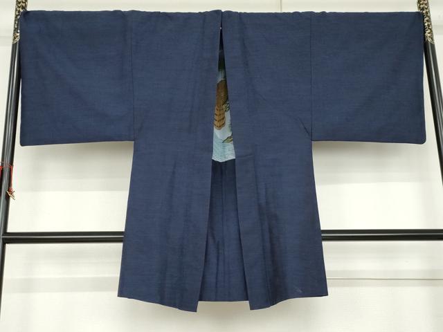 平和屋着物●男性　結城紬　アンサンブル　杢　霞文　やまと誂製　キングサイズ　正絹　逸品　AABL1137cs