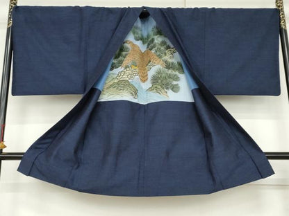 平和屋着物●男性　結城紬　アンサンブル　杢　霞文　やまと誂製　キングサイズ　正絹　逸品　AABL1137cs