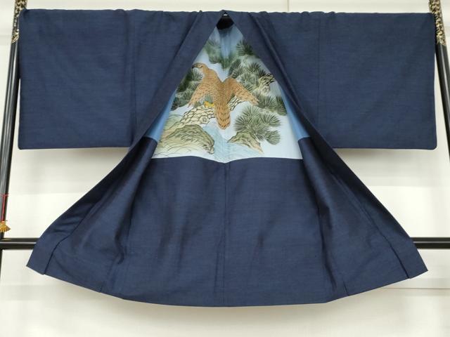 平和屋着物●男性　結城紬　アンサンブル　杢　霞文　やまと誂製　キングサイズ　正絹　逸品　AABL1137cs
