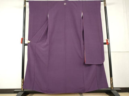 平和屋着物●豪華振袖　色無地　葡萄色　正絹　逸品　AABL1140cs