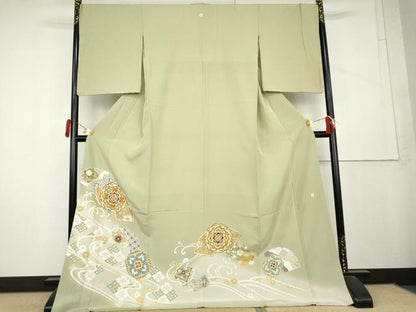 平和屋着物●豪華色留袖　作家物　駒刺繍　正倉院花文　暈し染め　ロング丈　正絹　逸品　AABL1141cs
