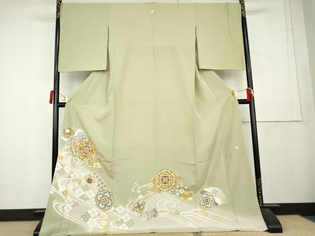 平和屋着物●豪華色留袖　作家物　駒刺繍　正倉院花文　暈し染め　ロング丈　正絹　逸品　AABL1141cs