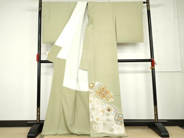 平和屋着物●豪華色留袖　作家物　駒刺繍　正倉院花文　暈し染め　ロング丈　正絹　逸品　AABL1141cs