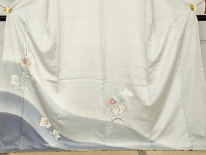 平和屋着物●訪問着　草花文　暈し染め　金彩　ロング丈　正絹　逸品　AABL1145cs