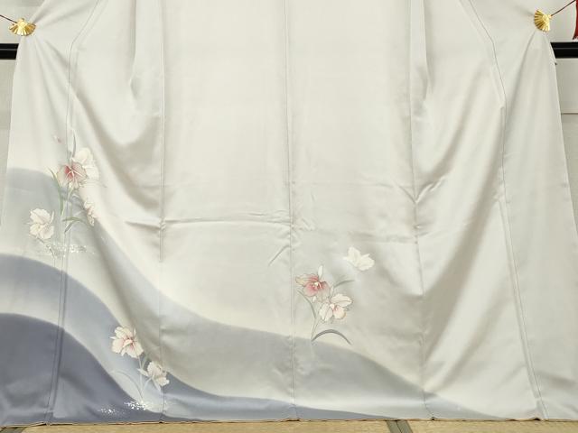 平和屋着物●訪問着　草花文　暈し染め　金彩　ロング丈　正絹　逸品　AABL1145cs