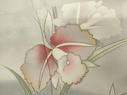 平和屋着物●訪問着　草花文　暈し染め　金彩　ロング丈　正絹　逸品　AABL1145cs