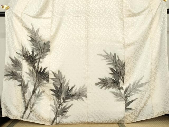 平和屋着物●訪問着　手描き　枝葉文　正絹　逸品　AABL1146cs