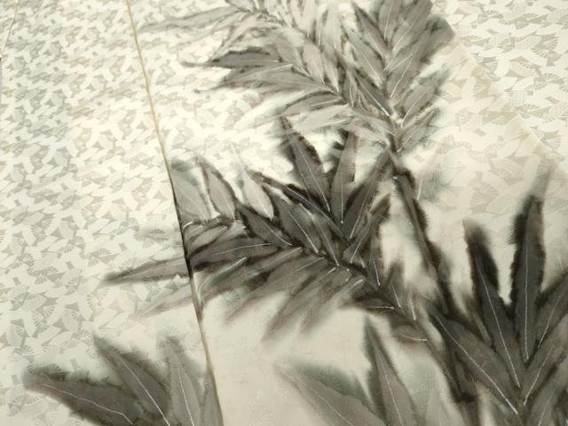 平和屋着物●訪問着　手描き　枝葉文　正絹　逸品　AABL1146cs