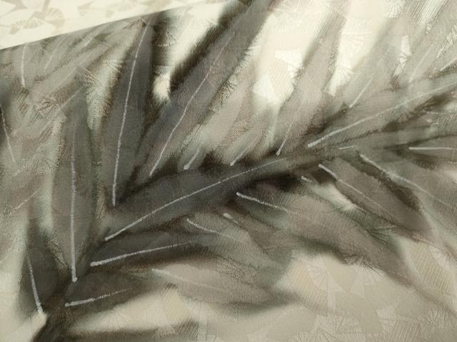 平和屋着物●訪問着　手描き　枝葉文　正絹　逸品　AABL1146cs